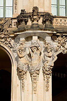 The fragment of the Wallpavilion with satyrs figures in Zwinger