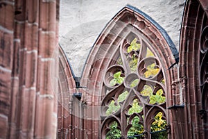 A fragment of a window of Ruin of the Gothic Wernerkapelle at Bacharach