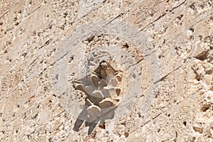 The fragment  of the Zion Gate - one of the gates leading to the old city of Jerusalem, Israel