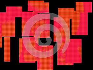 Fragmentation of bright pink rectangl