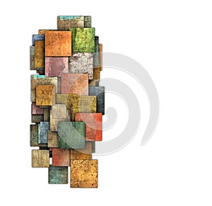 Fragmented multiple color square tile grunge pattern shape