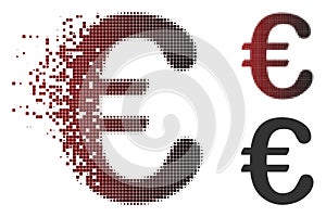 Fragmented Pixel Halftone Euro Symbol Icon