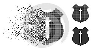 Fragmented Pixel Halftone Guard Shield Icon