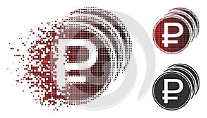 Fragmented Pixel Halftone Rouble Coins Icon
