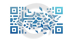 Fragmented QR Code Abstract Digital Art, vector design Generative AI