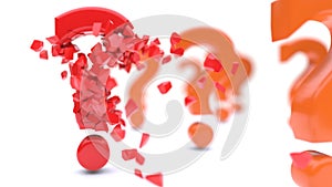 Fragmented question mark, 3d rendering