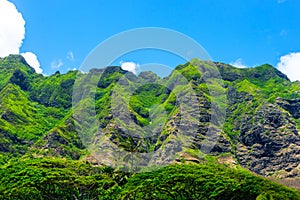 Fragmented remnant of the Koolau Volcano slopes in the Ka\'a\'awa Valley of Oahu, Hawaii