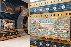 Fragments of the Babylonian Ishtar Gate in the Istanbul Archaeology Museums, Turkey