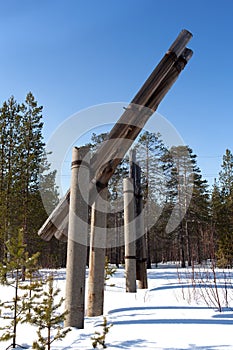 Fragments of the destroyed power lines photo