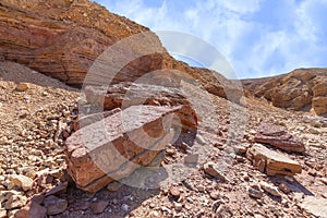 Fragments of erosive sand cliffs in the Red Canyon. Israel photo