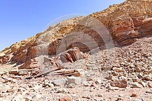 Fragments of erosive sand cliffs in the Red Canyon. Israel photo