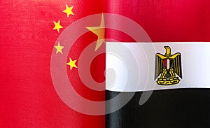 Fragments of the national flags of China and Egypt