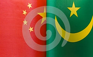 Fragments of the national flags of China and Mauritania