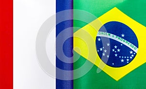 fragments of the national flags of France and Brazil