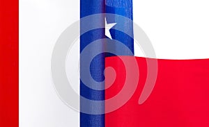 fragments of the national flags of France and the Republic of Chile