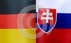 Fragments of the national flags of Germany and Slovakia