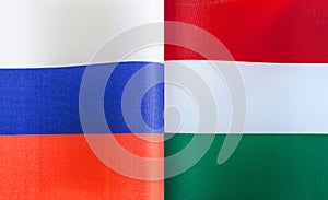 Fragments of the national flags of Russia and Hungary