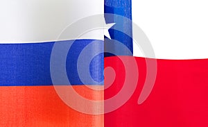 Fragments of the national flags of Russia and the Republic of Chile