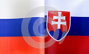 Fragments of the national flags of Russia and Slovakia