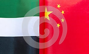 Fragments of the national flags of the United Arab Emirates and China