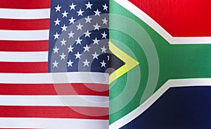 Fragments of the national flags of the United States and  Republic of South Africa