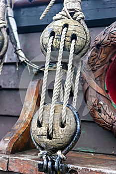 Fragments of rigging sailing ship