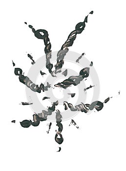 Fragments of a twisted chain flying out of one center in the shape of a star