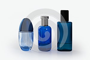 Blue fragrance bottles