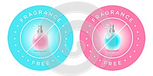 Fragrance free round badge vector design, perfume bottle