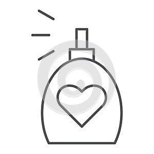 Fragrance thin line icon, aroma and love, perfume sign, vector graphics, a linear pattern on a white background.