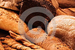 Fragrant bread on the table. Food concept