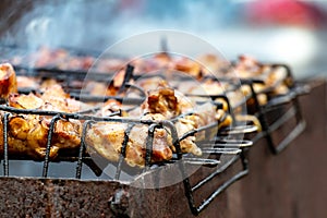 Fragrant chicken wings at the stake