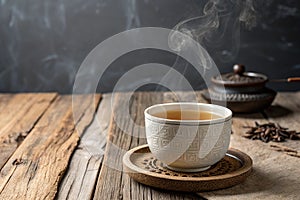 Fragrant Chinese tea. On a rustic background