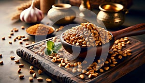 A fragrant fenugreek seeds, Ai generated image