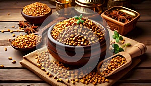 A fragrant fenugreek seeds, Ai generated image