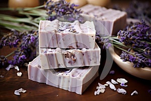 Fragrant Lavender natural soap. Generate Ai