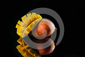 Fragrant mango on glass