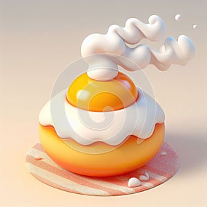 Fragrant omelette. 3D cartoon illustration on a light background
