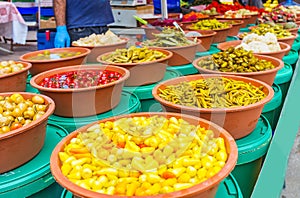The fragrant pickles in Antalya market photo
