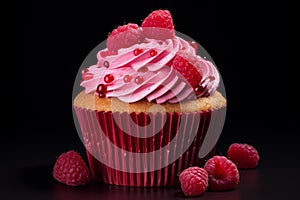 Fragrant Raspberry cupcake. Generate Ai