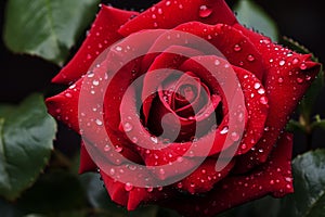 Fragrant Red rose water droplets. Generate Ai