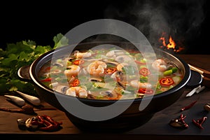 A fragrant steaming bowl of Tom Yum soup. Ai Generated.NO.01