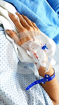 Frail hand of Patient in Hospital