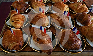 Fraisier mousse cakeFrench pastries: croissants and pain au chocolat