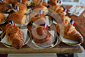 Fraisier mousse cakeFrench pastries: croissants and pain au chocolat