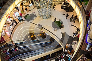 FRAKFURT ON MAIN, GERMANY - NOVEMBER 01,2016: The interior of MyZeil shopping center in Frankfurt. It`s been designed by