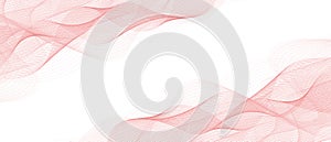 Frame of abstract vector red colored wave melody lines on white background