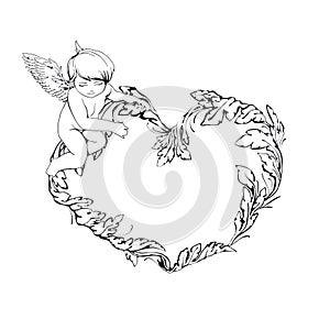 Frame with angel and heart