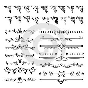 Frame angles or text separation lines, floral pattern elements