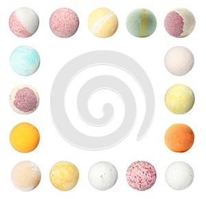 Frame of aromatic bath bombs with space for text
